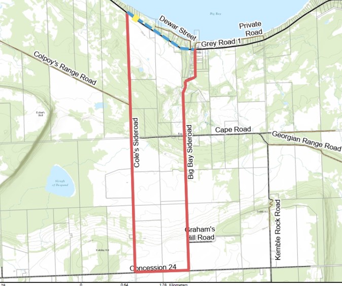 Grey Road 1 culvert replacement map