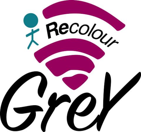 Recolour grey logo created by youth at the Launch Pad Youth Activity and Technology Centre