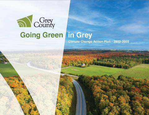 Climate change report cover showing an aerial shot of the beaver valley in full fall colours