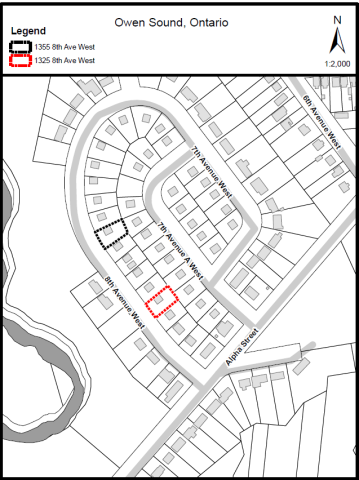 Map showing the location of a property being sold. 