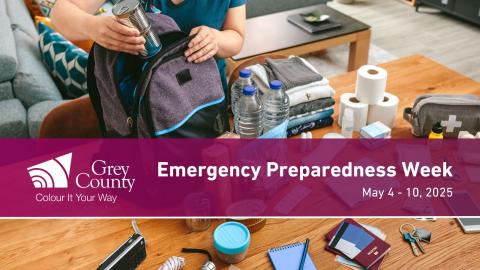 A person packs an emergency kit into a backpack