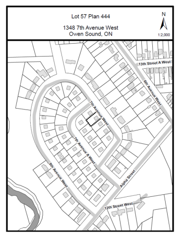 Lot map showing lot 57 plan 444 in Owen Sound. 